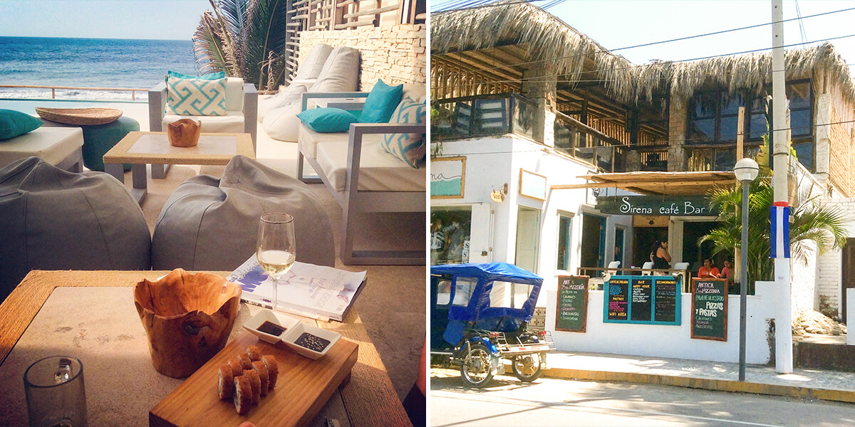 Mancora Peru restaurants - DCO and Sirena Cafe